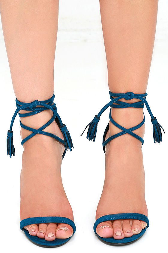 teal lace up heels