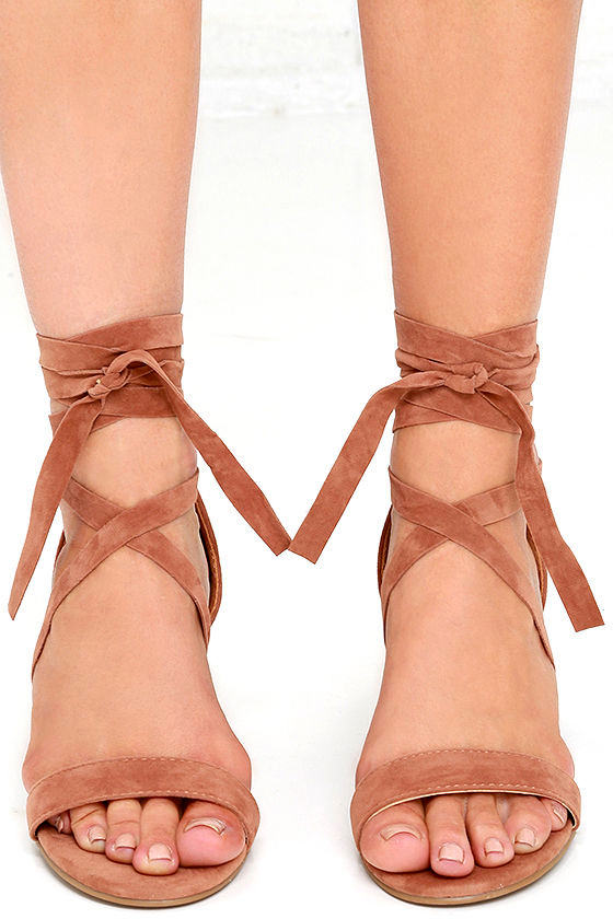 This Moment Camel Suede Lace-Up Heels 2