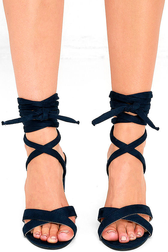dark blue tie up heels