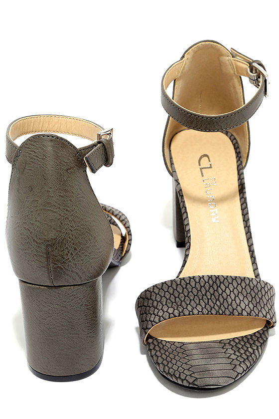 CL by Laundry Jessie - Grey Heels - Ankle Strap Heels - $50.00