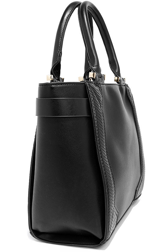 Chic Black Handbag - Structured Handbag - Vegan Leather Handbag - $49.00