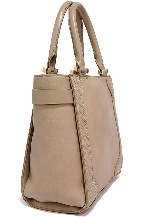 Chic Taupe Handbag - Structured Handbag - Vegan Leather Handbag - $49.00