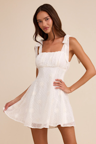 Adorable Approach White Floral Embroidered Tie-Strap Mini Dress 2