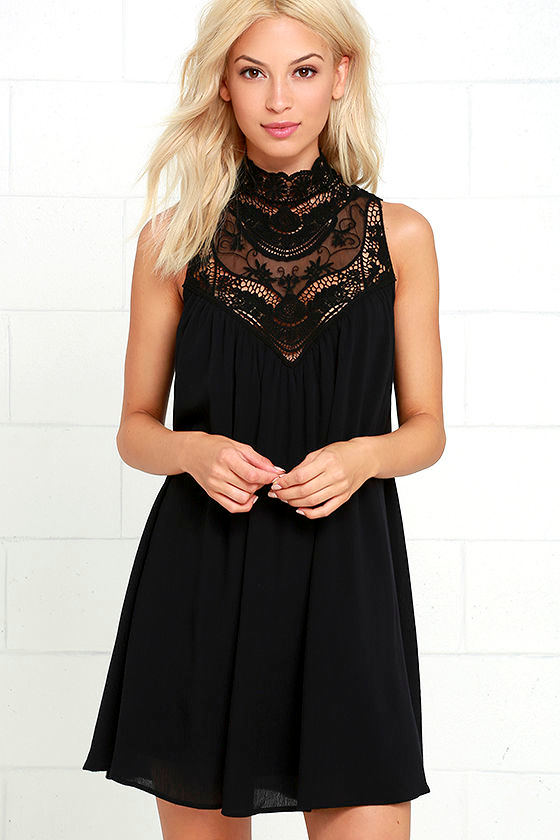 Asana Black Lace Swing Dress 1