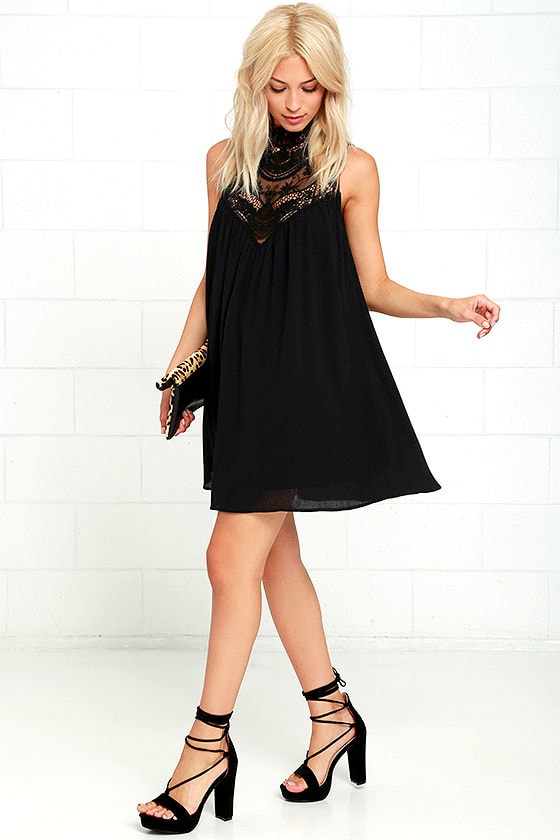 Asana Black Lace Swing Dress