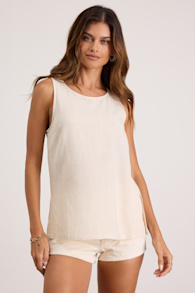 Amalfi Attitude Beige Linen Tank Top 2