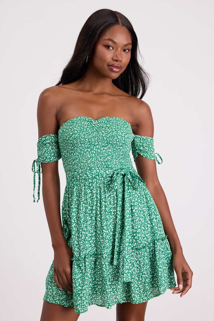 open lace back dress Off Shoulder Floral Mini Dress – Posh Dress