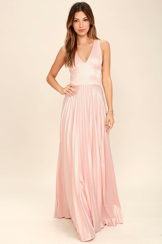 blush satin dress long