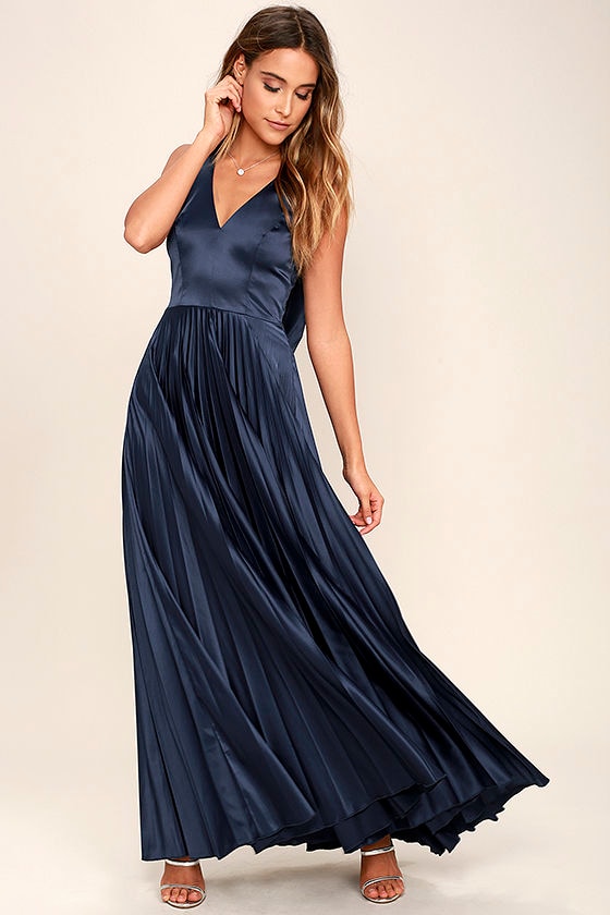 satin maxi bridesmaid dress