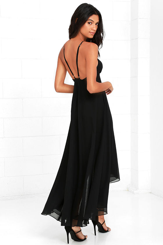 Lovely Black Dress - High-Low Dress - Midi Dress - $59.00