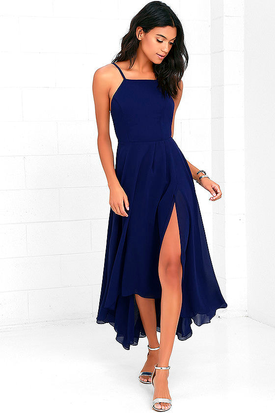 high low dresses navy blue