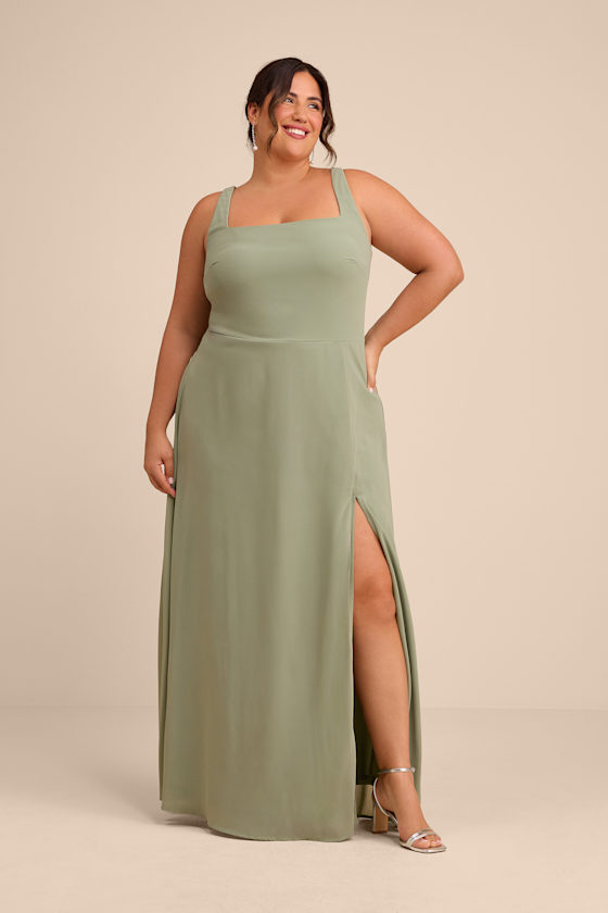 Sage Brush Maxi Dress - Chiffon Dress - Simple Maxi Dress - Image 8