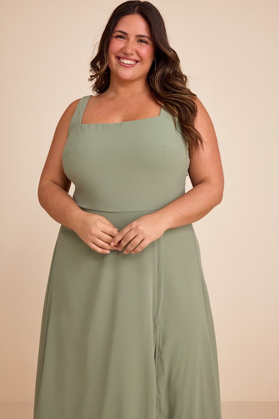 Sage Brush Maxi Dress - Chiffon Dress - Simple Maxi Dress - Image 3