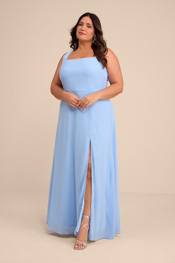 Powder Blue Maxi Dress - Chiffon Dress - Simple Bridesmaid Dress - Image 9