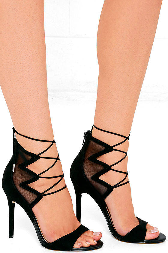 Daya by Zendaya Anderson - Black Suede Heels - Lace-Up Heels