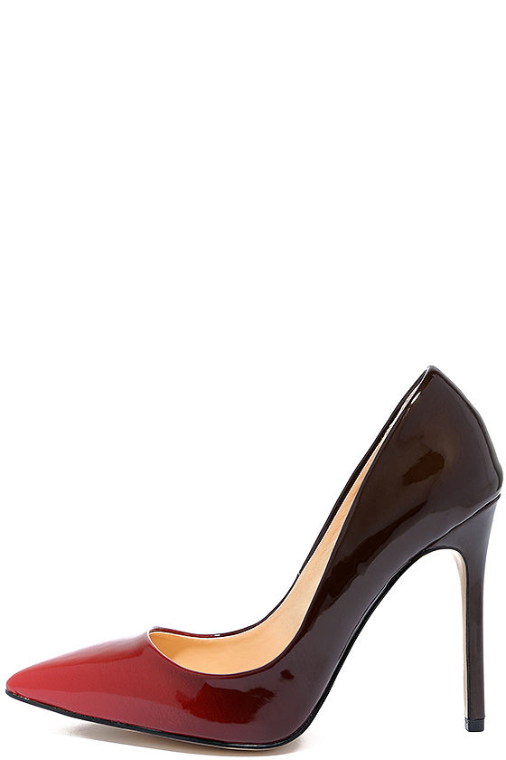 red and black ombre pumps