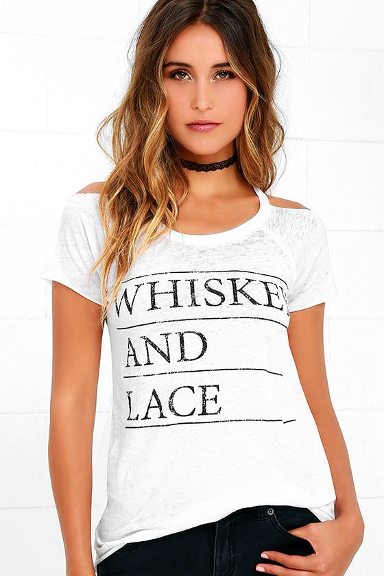Chaser Whiskey and Lace Distressed White Tee
