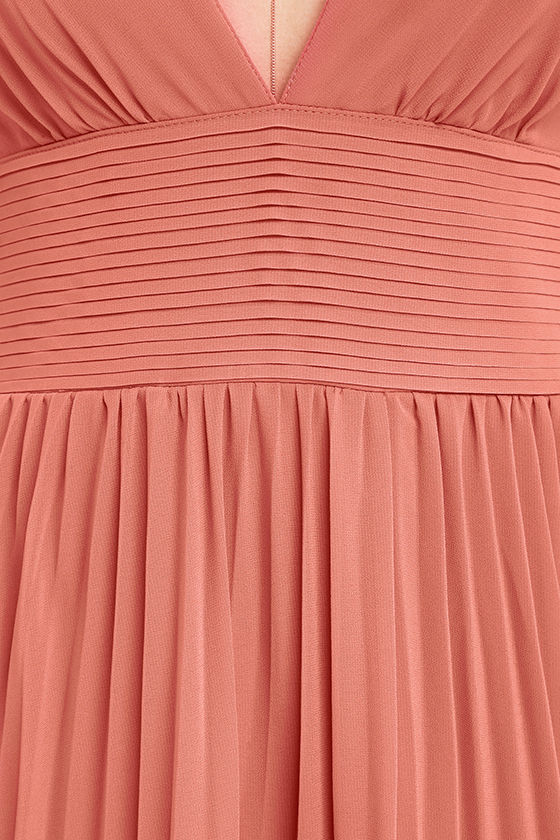 Stunning Terra Cotta Dress - Pleated Maxi Dress - Marsala Gown - $78.00