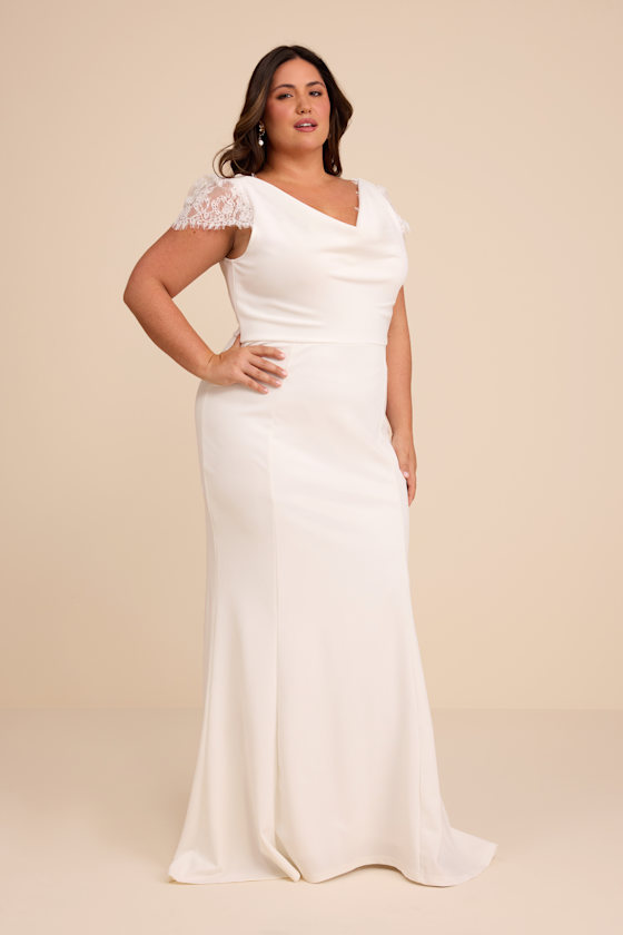 Forever Beloved White Lace Cap Sleeve Mermaid Maxi Dress - thumbnail 5