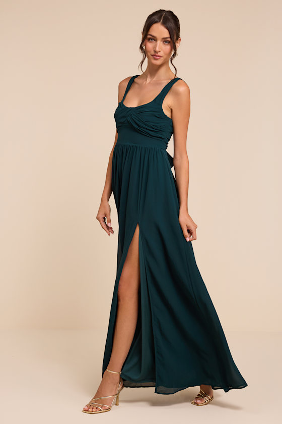 Sensational Moment Emerald Green Pleated Maxi Dress - thumbnail 4