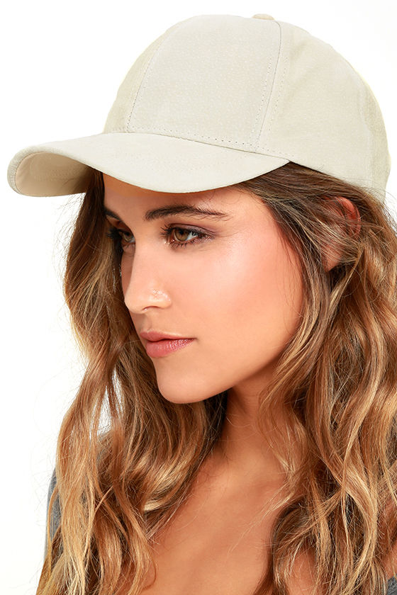 Swift and Sure Cream Suede Leather Baseball Cap