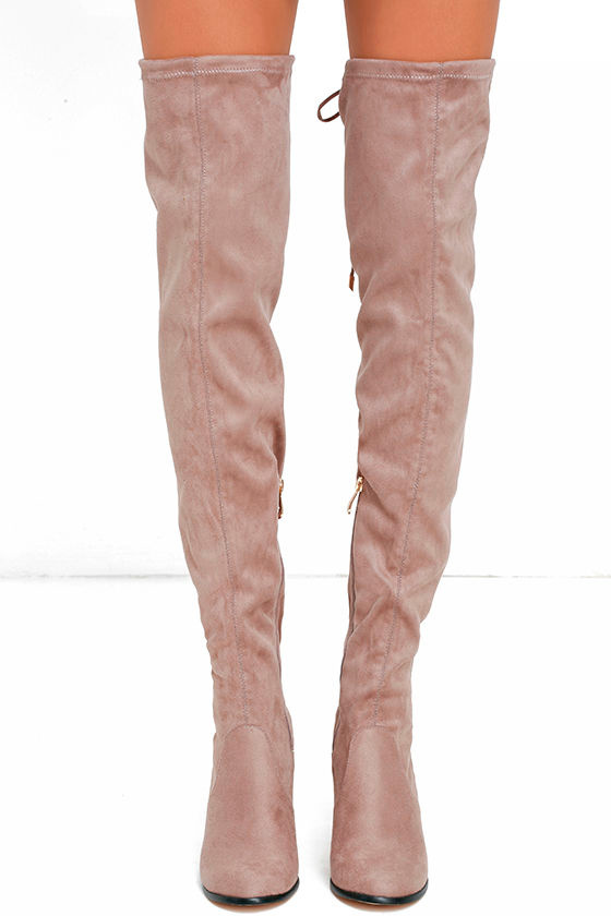 Stunning Steps Khaki Suede Over the Knee Boots 2