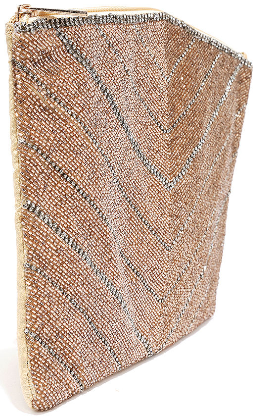 Lovely Gold Clutch Beaded Clutch Gold Purse 46.00