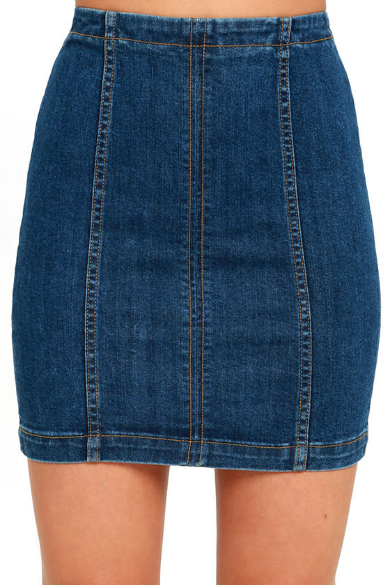 Chic Denim Skirt - Medium Wash Denim Skirt - Denim Mini Skirt - $48.00