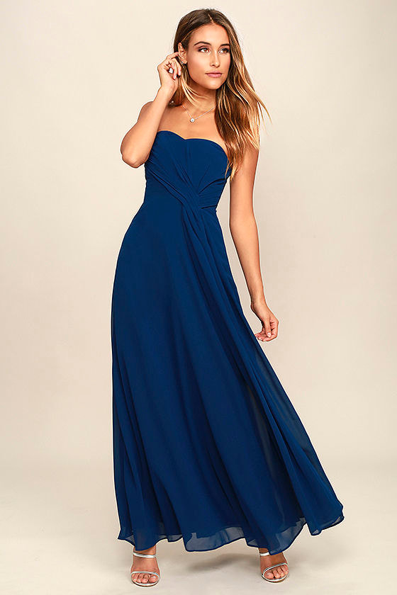 Lovely Maxi Dress - Navy Blue Dress - Strapless Dress - $88.00 - Lulus