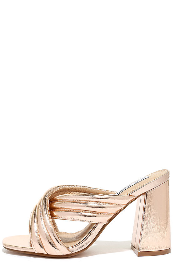 gold open toe mules