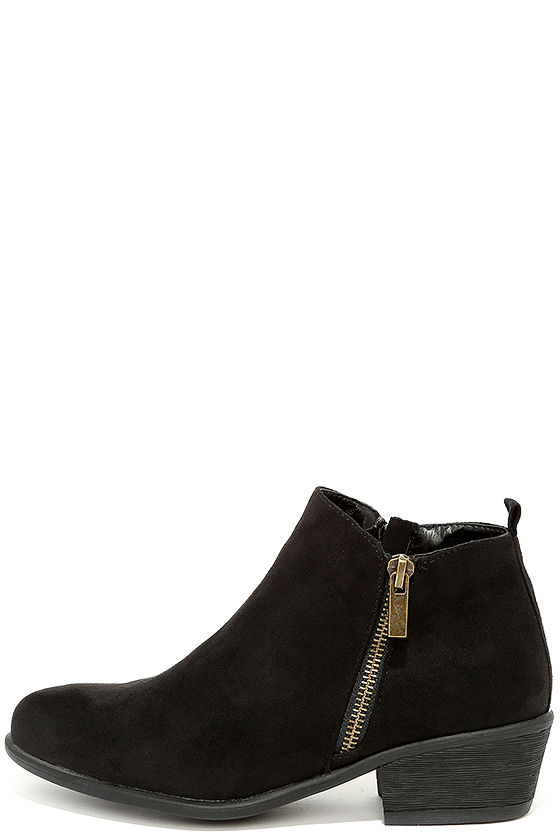 Wander My Way Black Suede Ankle Booties 1