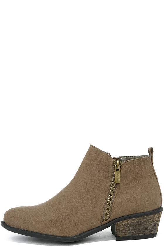 Wander My Way Taupe Suede Ankle Booties 2