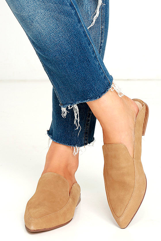 tan suede mules