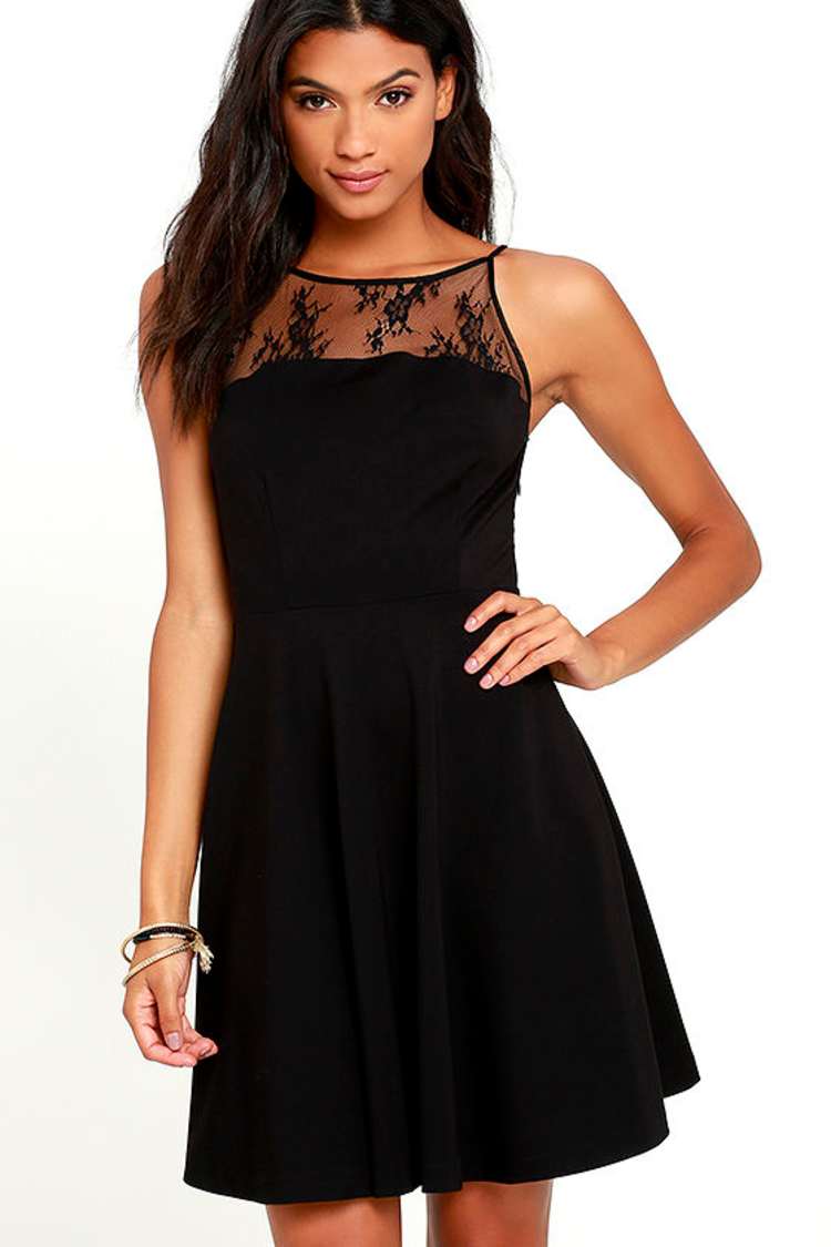 Lovely Black Skater Dress - Lace Skater Dress - Black Lace Dress - $91.00 -  Lulus