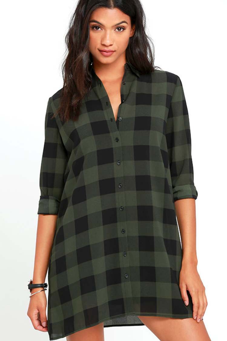 BB Dakota Holly-Anne Dress - Green Plaid Dress - Shirt Dress - $87.00 -  Lulus