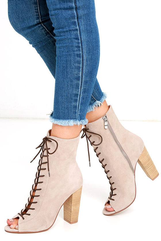 gray lace up booties