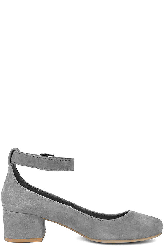Steve Madden Wails - Grey Suede Leather Heels - Ankle Strap