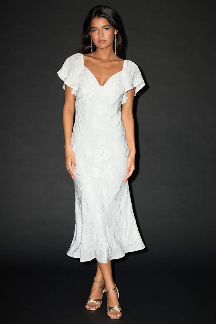 knee length dresses for ladies Baltic Born Womens Spell Boho Midi Dress | White + Sage
