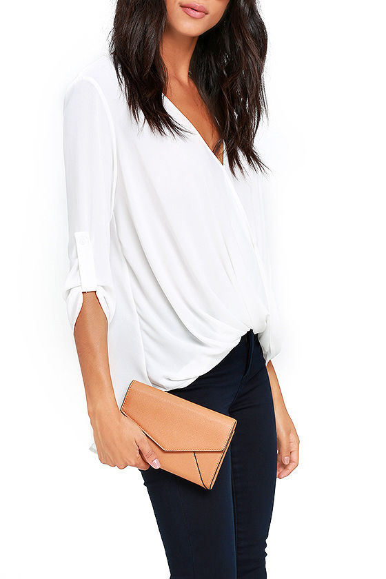 Chic Tan Clutch - Envelope Clutch - Vegan Leather Clutch - $35.00 - Lulus