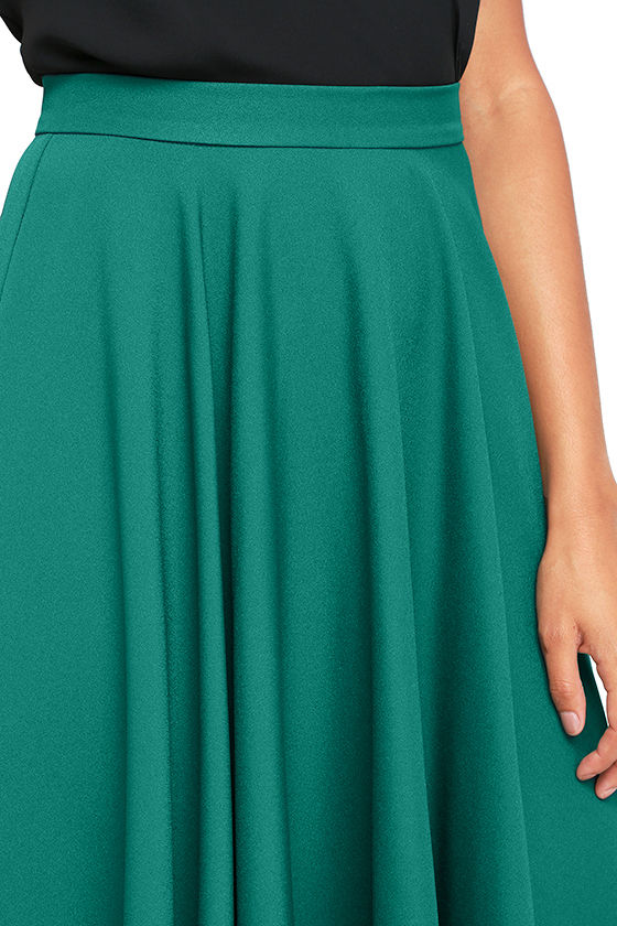 Lovely Dark Green Skirt HighWaisted Skirt Midi Skirt 45.00