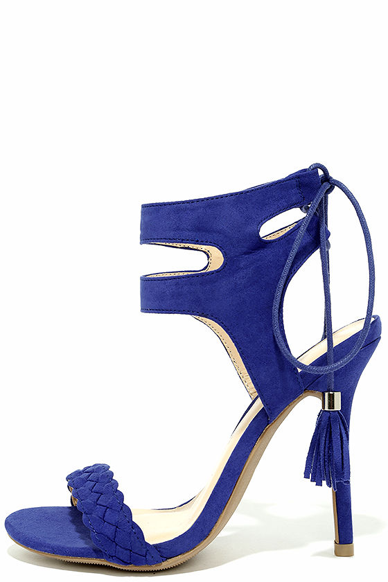 royal blue tie up heels