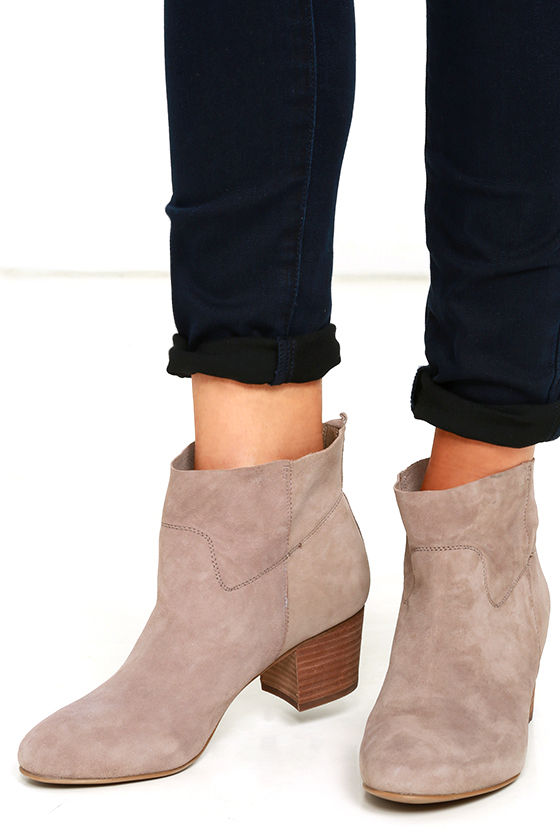Steve Madden Harber - Taupe Booties - Suede Leather Booties - Ankle ...