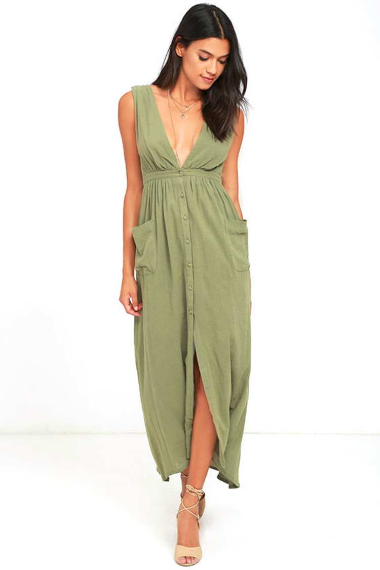 Billabong Voyager - Olive Green Dress - Maxi Dress - $69.95 - Lulus Billabong Voyager - Olive Green Dress - Maxi Dress - $69.95 - Lulus