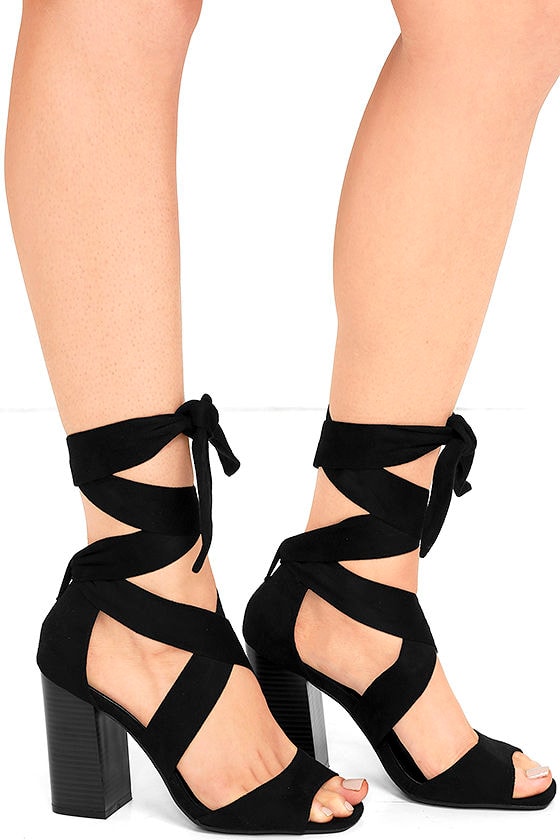 black heels lace up leg