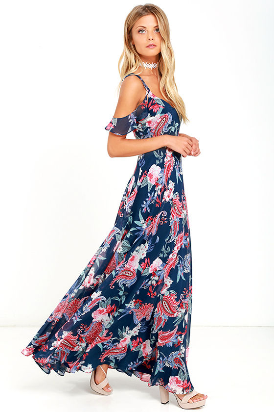 pink and blue maxi dress