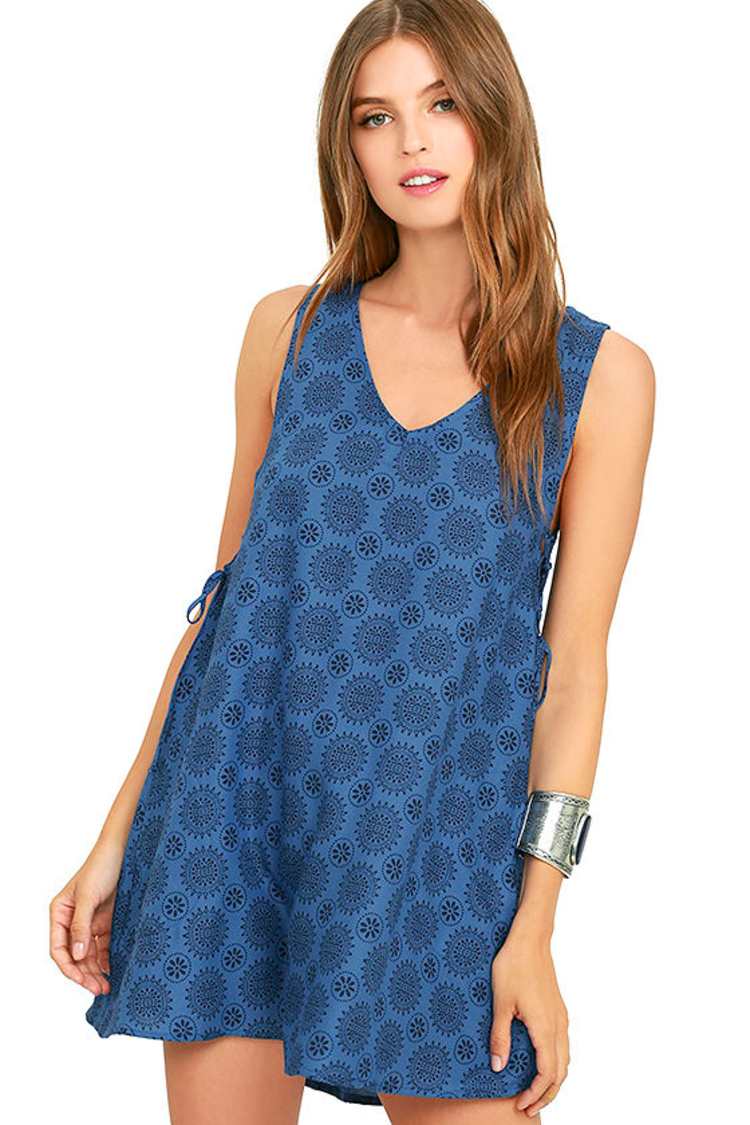 Lucy Love Sundial - Blue Print Dress - Shift Dress - Lace-Up Dress - $59.00 - Lulus Lucy Love Sundial - Blue Print Dress - Shift Dress - Lace-Up Dress - $59.00 - Lulus
