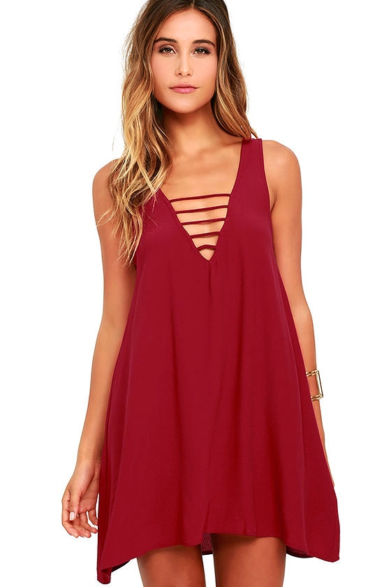 Sexy Swing Dress - Wine Red Dress - Strappy Dress - $71.00 - Lulus