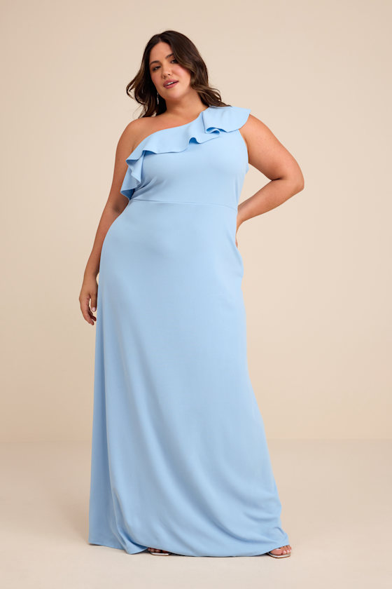 Powder Blue Maxi Dress - One-Shoulder Dress - Mermaid Maxi Dress - Image 5