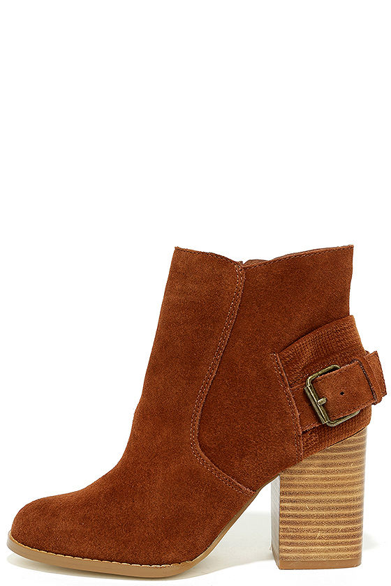 Sbicca Lorenza Cognac Suede Leather Ankle Booties 1