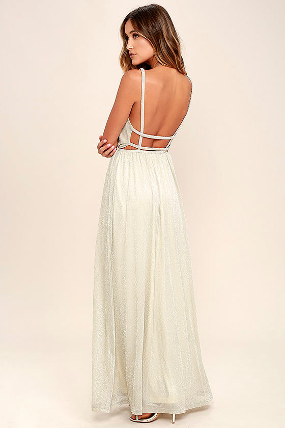 Pretty Light Gold Dress Maxi Dress Metallic Dress 109.00 Lulus